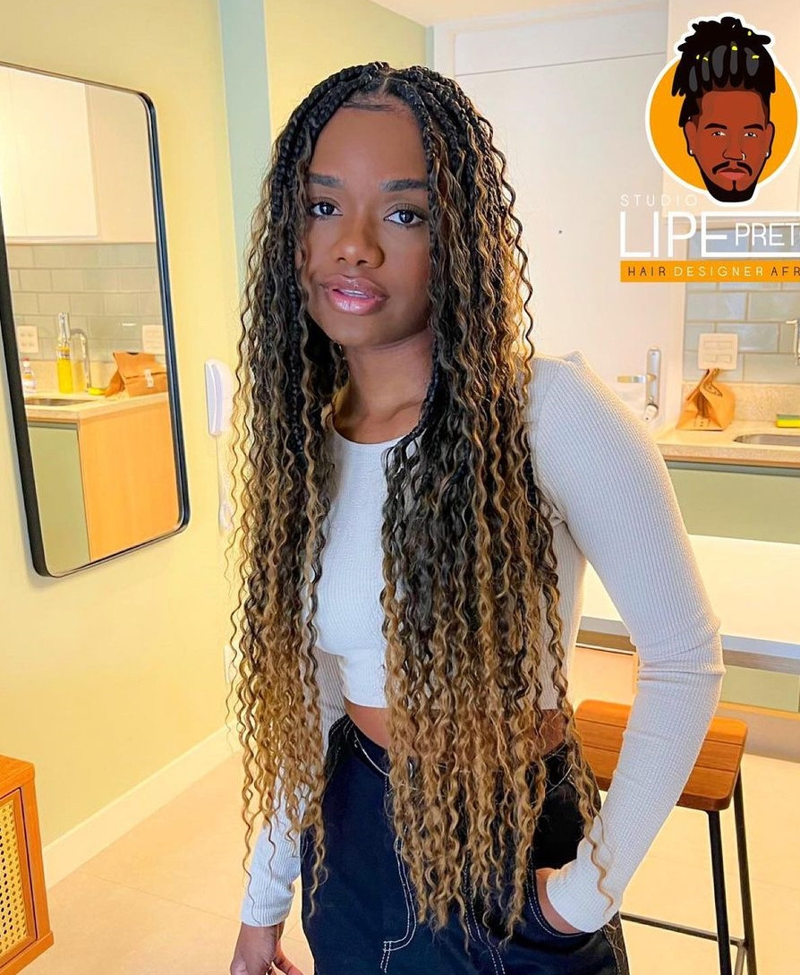 Dimensional Knotless Braids with Blonde Highlights Dimensional Knotless Braids with Blonde Highlights — Goddess Knotless Braids 2027