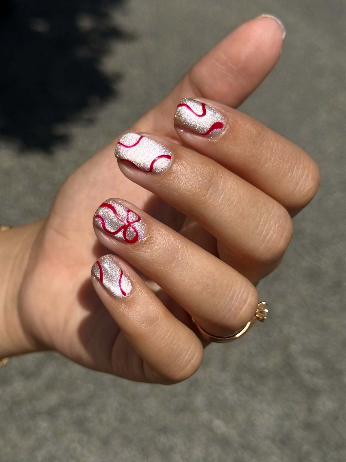Shimmer Metallic With Glossy Lines Visual Idea Shimmer Metallic With Glossy Lines Visual Idea — Abstract Nails 2027