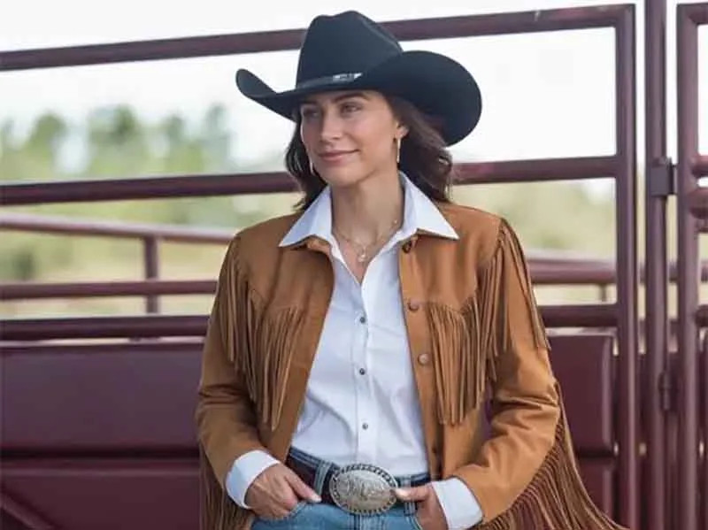 Fringed Suede Jacket and Denim Jeans with a Black Cowboy Hat Fringed Suede Jacket and Denim Jeans with a Black Cowboy Hat — Cowboy Hat Outfits 2027