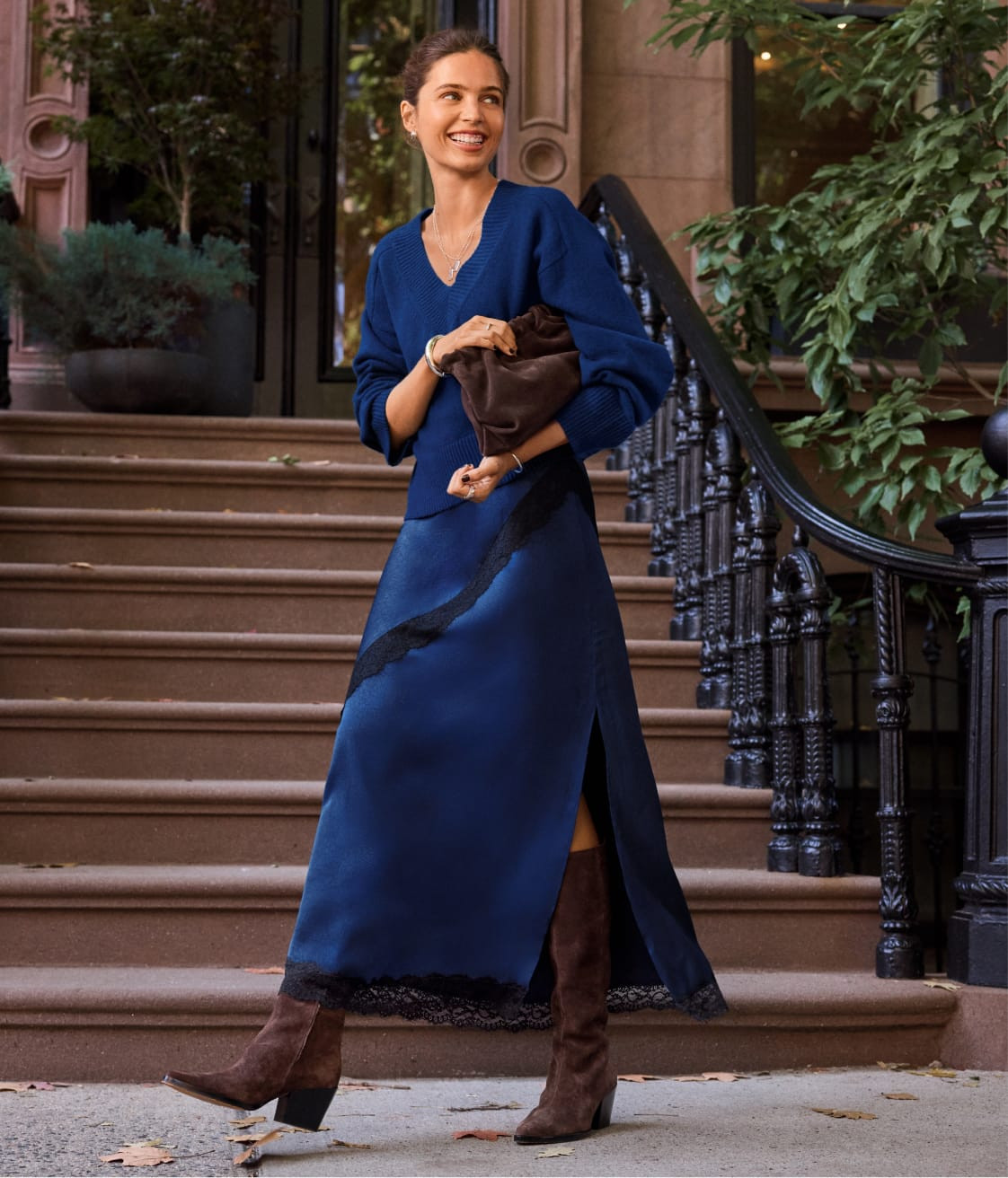 Cozy Sweater Over a Satin Slip Dress with Knee-High Boots — Scottsdale Outfits 2027