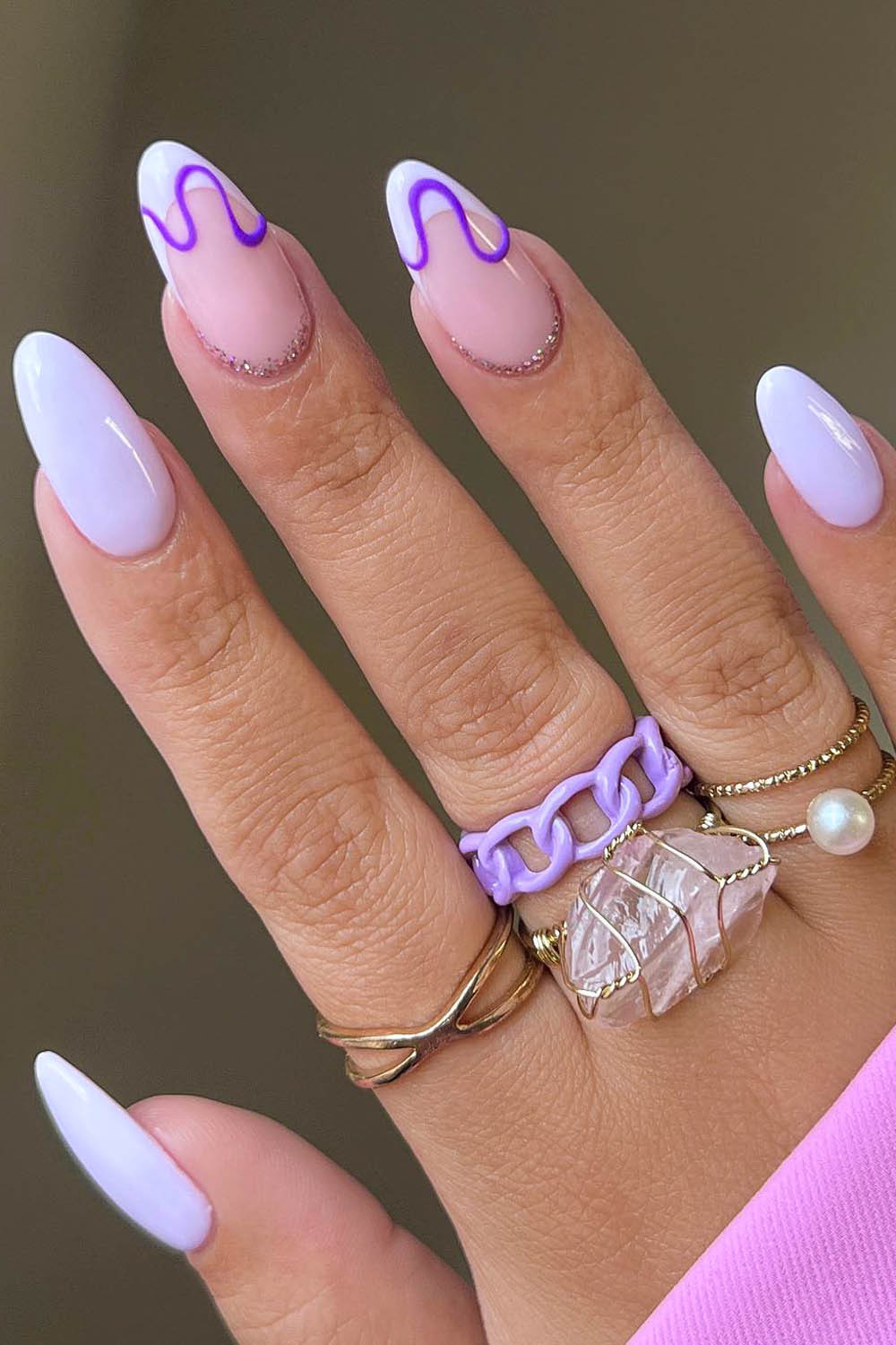 Wavy Purple French Pastel Lavender Nails — Nails 2027 for Teens