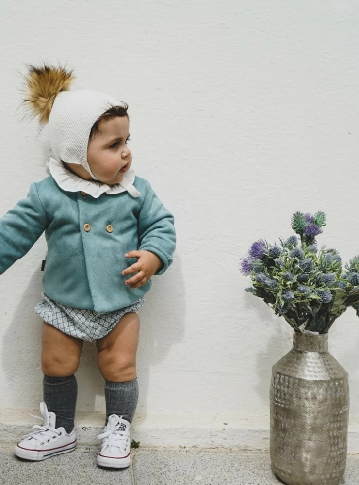 Light Blue Knit Jacket with Ruffled Collar Light Blue Knit Jacket with Ruffled Collar — Baby Outfits 2027
