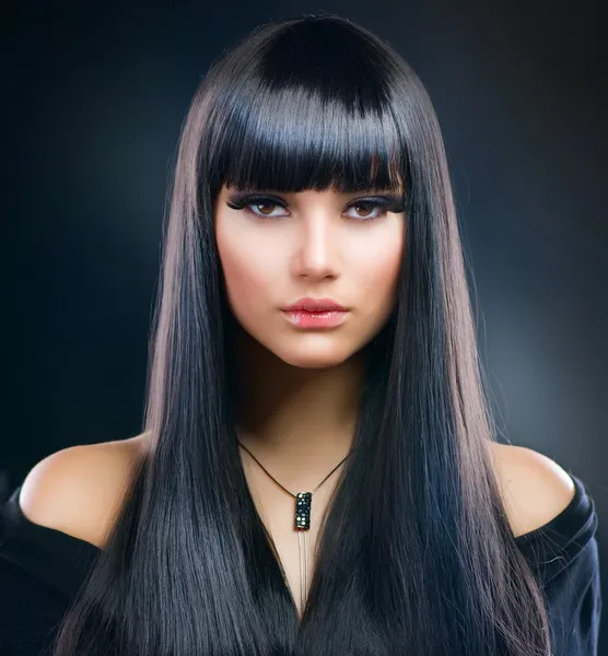 Black Mid-Back Straight With Blunt Bangs — Bold Bangs 2027
