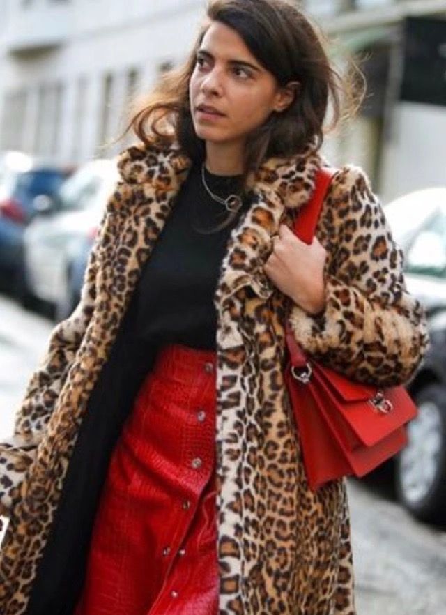 Statement Red Faux Leather Skirt with Leopard Print Coat Statement Red Faux Leather Skirt with Leopard Print Coat — Red Outfits 2027