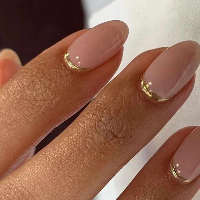 Thin Gold Line Along The Cuticle Visual Idea Thin Gold Line Along The Cuticle Visual Idea — Gold Nails 2027