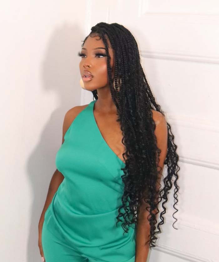 Long Mid-Back Black Knotless Braids with Side Part Long Mid-Back Black Knotless Braids with Side Part — Knotless Braids 2027 for Graduation