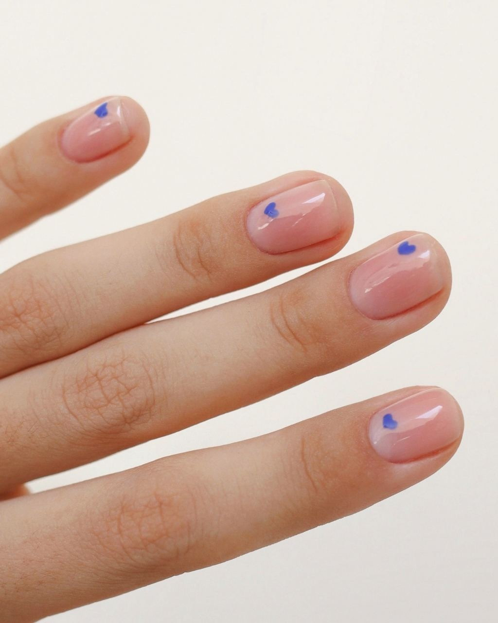 Small Blue Heart Accent On Each Nail Visual Idea Small Blue Heart Accent On Each Nail Visual Idea — Short Square Nails 2027