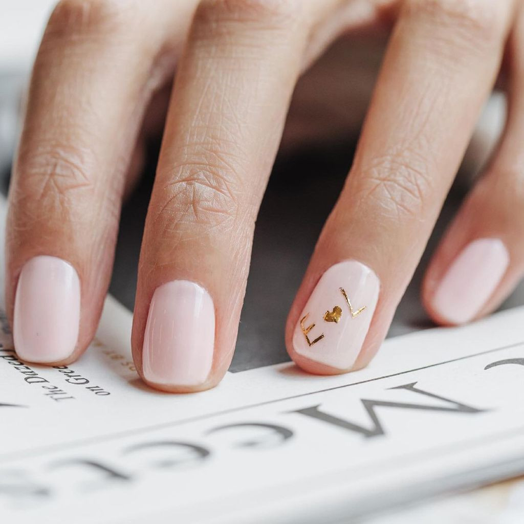 Gold French Tip Short Square Gold French Tip Short Square — Nude Wedding Nails 2027