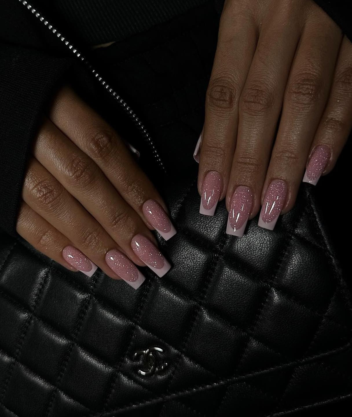 Pale Pink White Glitter Ombré Birthday Coffin Nails — Birthday Nails Coffin 2027