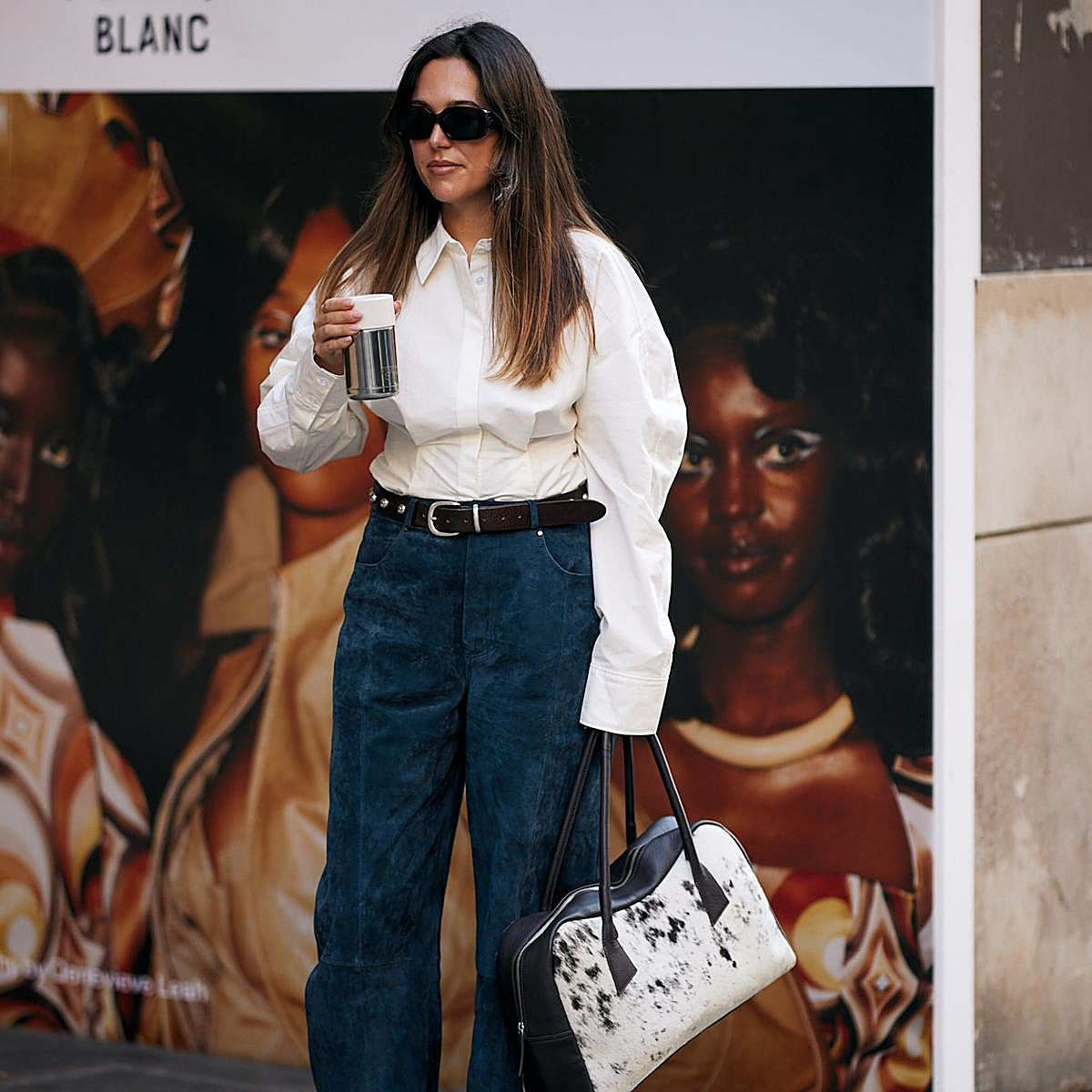 Monochrome Denim and Heels with Patterned Tote Monochrome Denim and Heels with Patterned Tote — Tube Top Outfits 2027