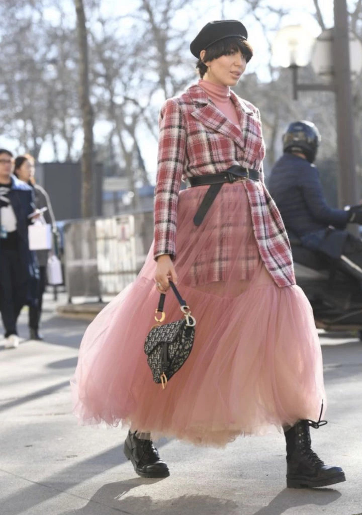 Plaid Blazer, Pink Turtleneck, and Tulle Skirt Plaid Blazer, Pink Turtleneck, and Tulle Skirt — Balletcore Outfits 2027