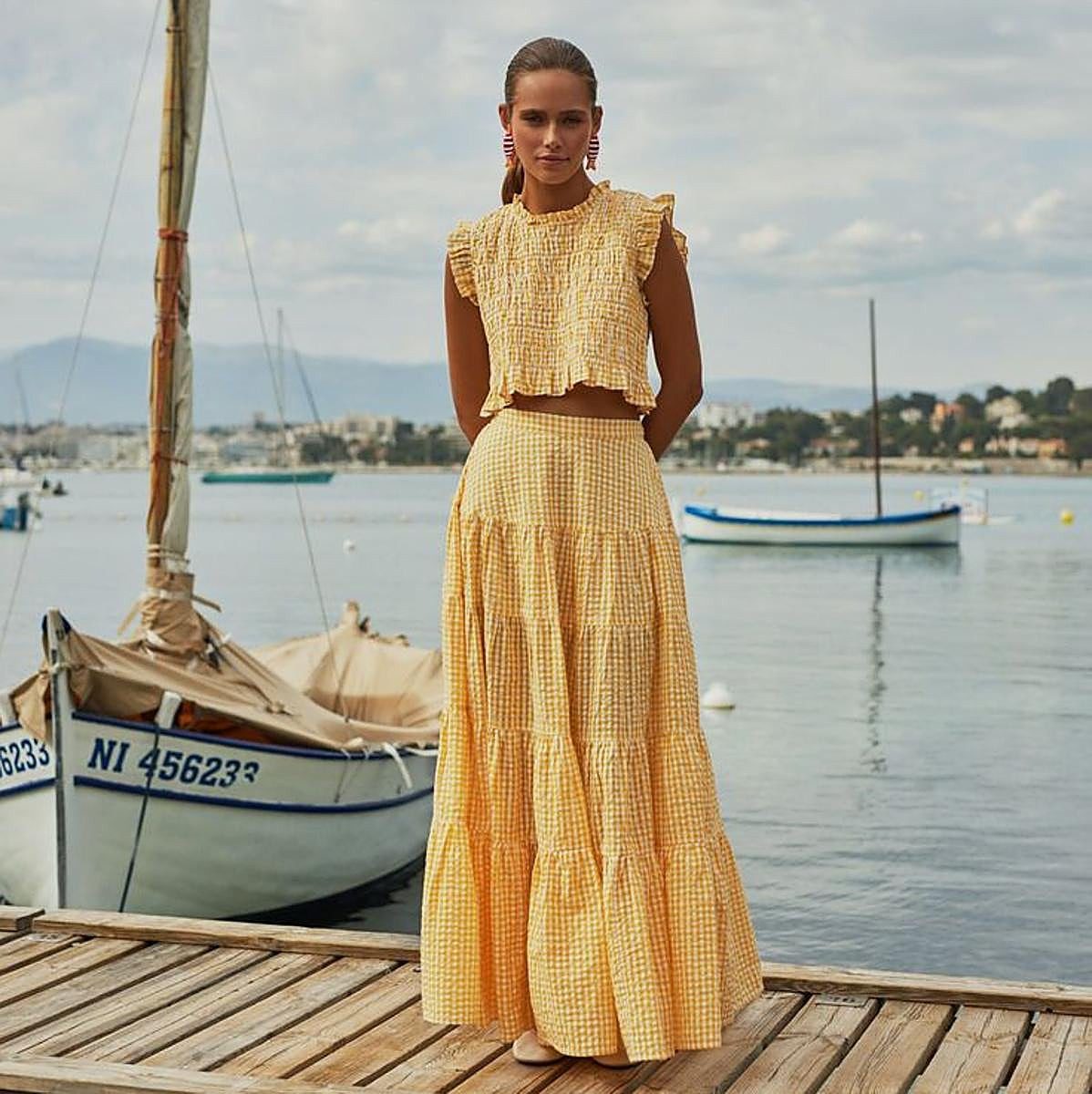 Gingham Set: Crop Top and Maxi Skirt for Lakeside Vibes — Lake Outfits 2027