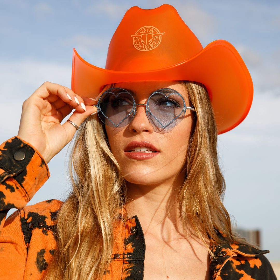 Statement Cowboy Hat and Heart Sunglasses — Summer Country Concert Outfits 2027