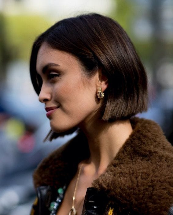 Thick Chin Bob Tucked Behind Ear Thick Chin Bob Tucked Behind Ear — Brown Bob 2027