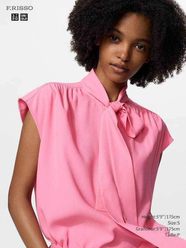 Bright Pink Sleeveless Blouse with Bow Tie Neck for Easy Casual Styling Bright Pink Sleeveless Blouse with Bow Tie Neck for Easy Casual Styling — Bow Tie Outfits for Women 2027