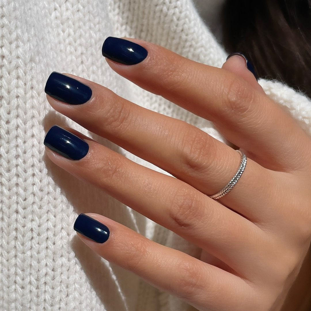Glossy Deep Navy Blue Square Nails Glossy Deep Navy Blue Square Nails — Square Nails 2027