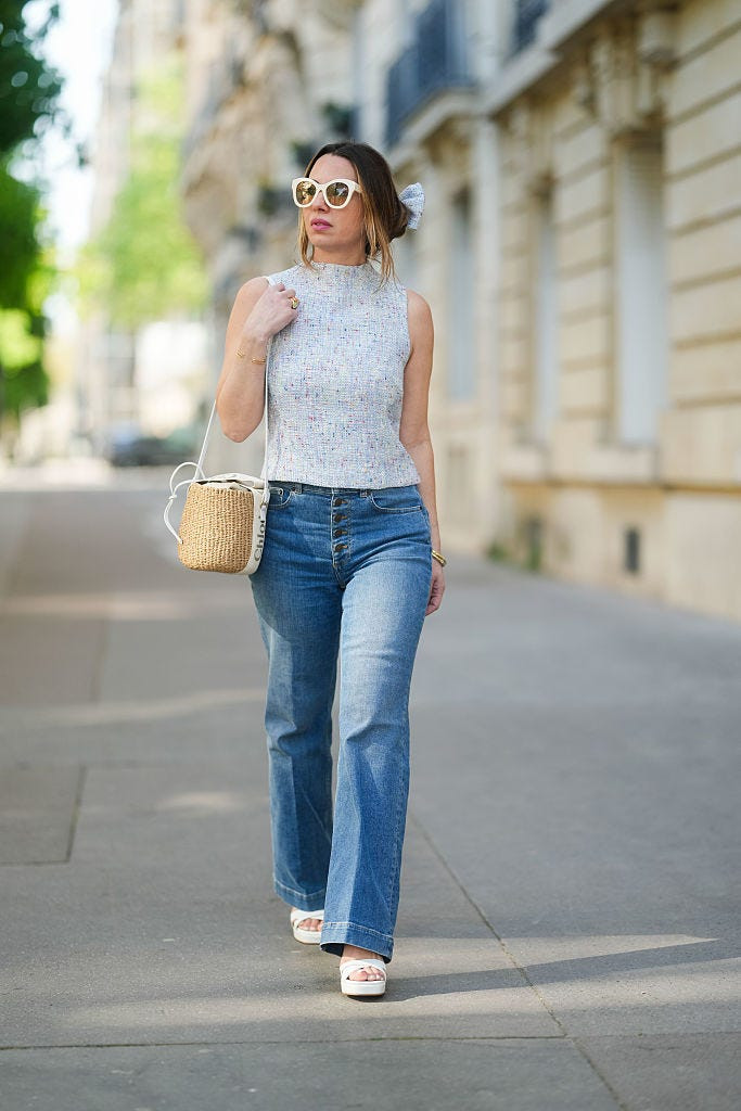 Tweed Sleeveless Top and Wide-Leg Jeans for a Textured Spring Ensemble Tweed Sleeveless Top and Wide-Leg Jeans for a Textured Spring Ensemble — Spring Casual Outfits 2027