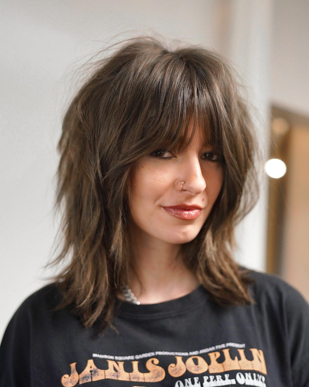 Textured Collarbone Shag With Full Fringe Textured Collarbone Shag With Full Fringe — Long Shag 2027