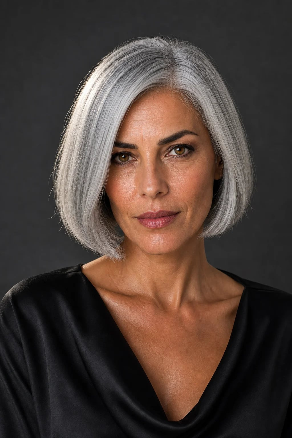 Sharp Chin Bob With Deep Side Part Sharp Chin Bob With Deep Side Part — Bob 2027 for Gray Hair