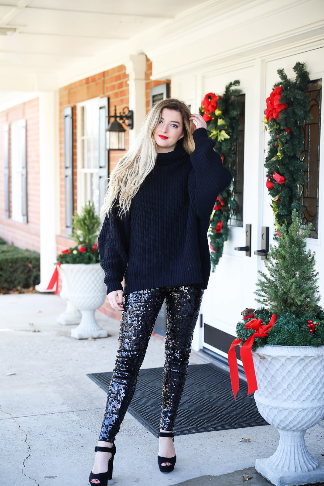 Oversized Sweater with Sparkly Sequined Pants Oversized Sweater with Sparkly Sequined Pants — New Years Eve Outfits 2027