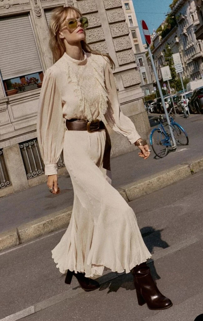 Embroidered Peasant Blouse and Floral Midi Skirt Embroidered Peasant Blouse and Floral Midi Skirt — Poetcore Outfits 2027