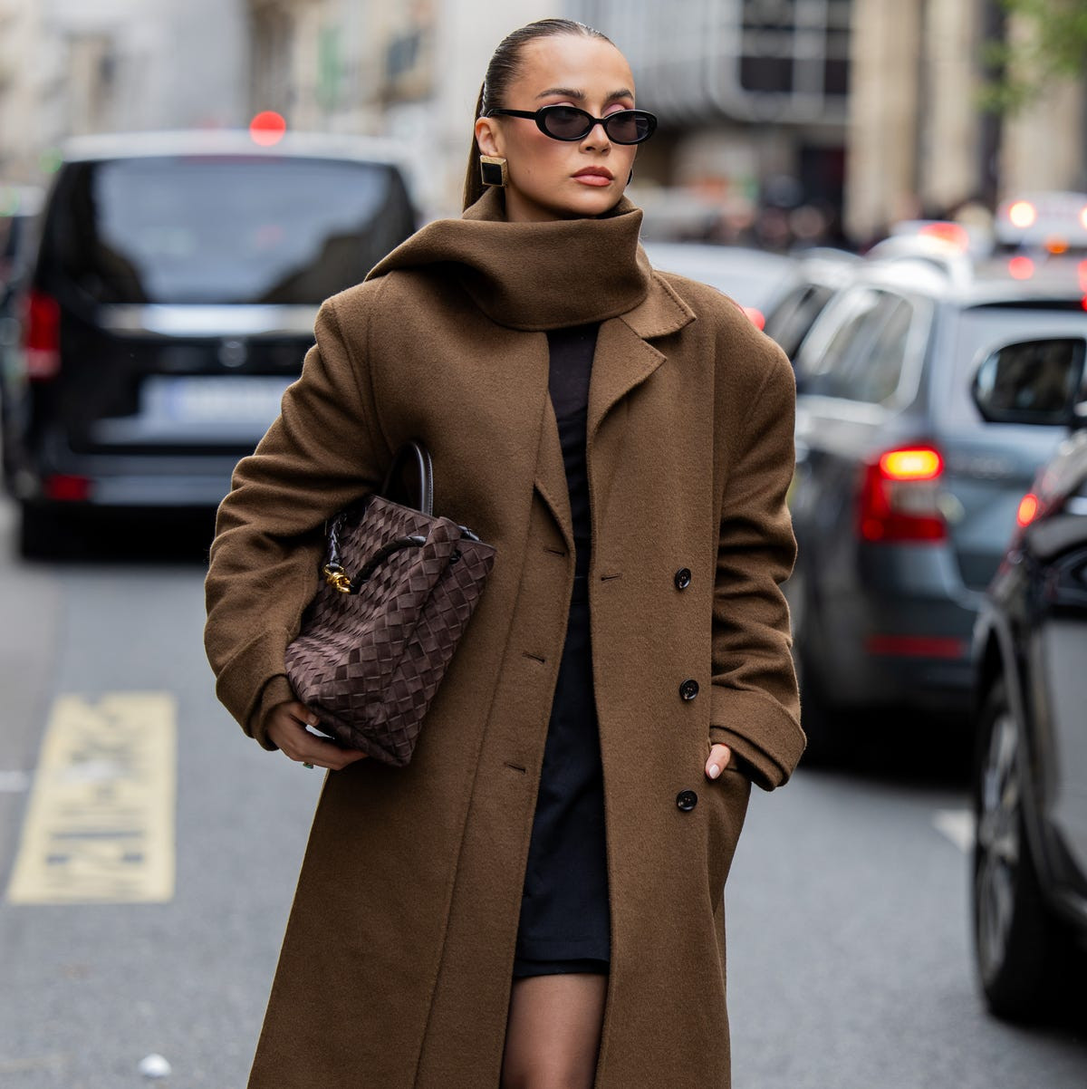 Chic Layering: Oversized Wool Coat Over Mini Dress — Trendy Outfits 2027