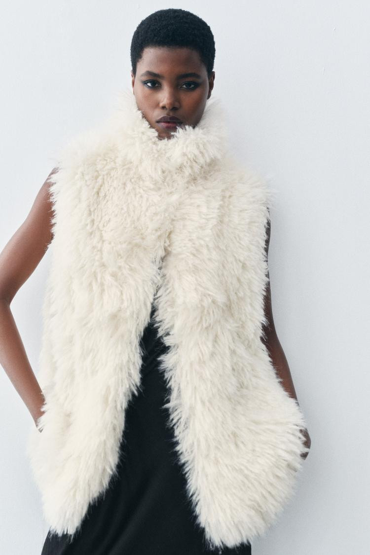 Textural Statement: Cream Faux Fur Vest with Black Base Textural Statement: Cream Faux Fur Vest with Black Base — Puffer Vest Outfits 2027