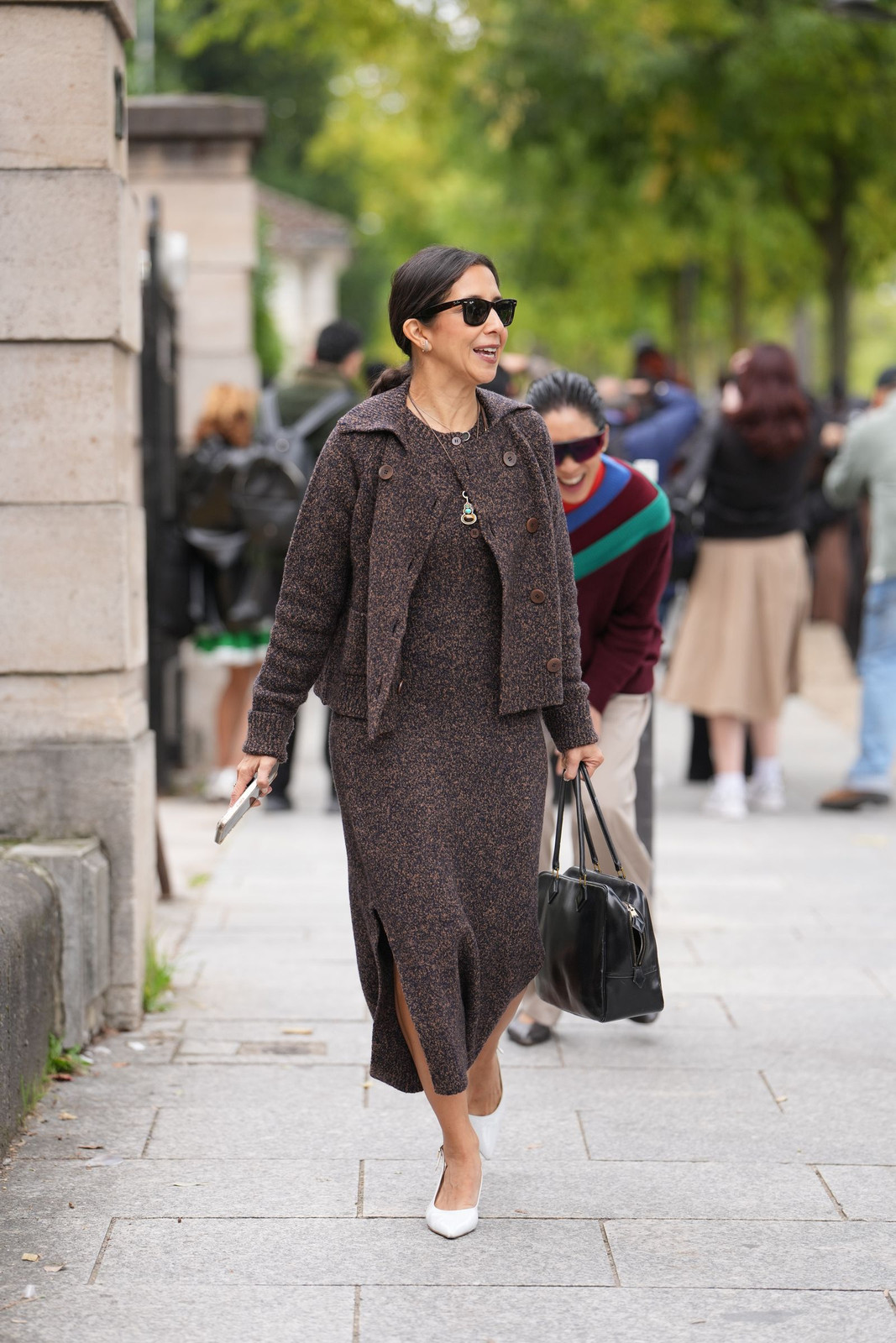 Textured Brown Knit Dress and Cardigan for a Sophisticated Interview Textured Brown Knit Dress and Cardigan for a Sophisticated Interview — Winter Interview Outfits 2027