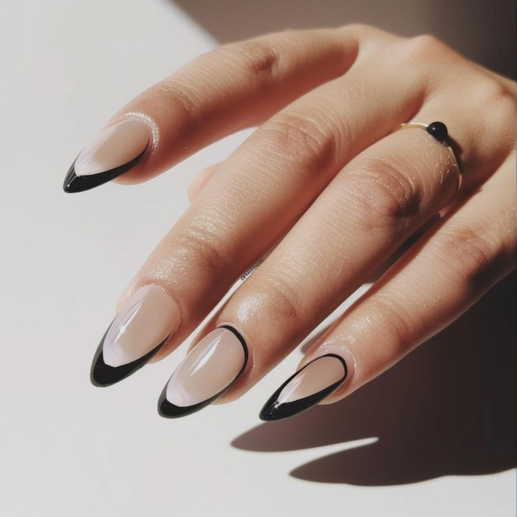 Bold Black Graphic French Bold Black Graphic French — Classy Simple Nail Designs 2027