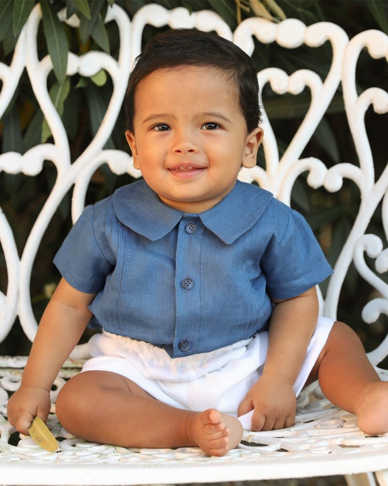 Collared Denim Shirt with Bloomer Shorts Collared Denim Shirt with Bloomer Shorts — Baby Outfits 2027