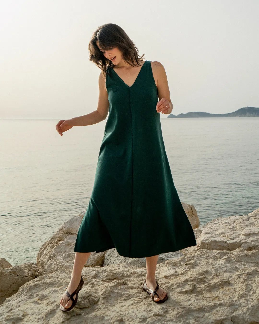 Beige Ribbed Tank and Wide-Leg Trousers with Flat Sandals Beige Ribbed Tank and Wide-Leg Trousers with Flat Sandals — Summer Outfits 2027 with Sandals