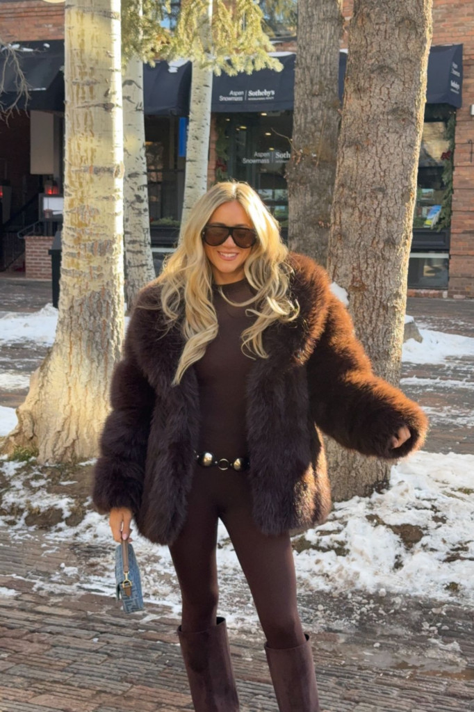 Voluminous Fur Jacket with Fitted Bodysuit Voluminous Fur Jacket with Fitted Bodysuit — Apres Ski Outfits 2027