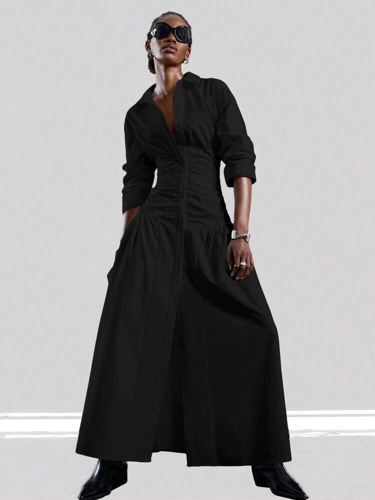 Minimalist Black Long-Sleeve Dress for Versatile Occasions Minimalist Black Long-Sleeve Dress for Versatile Occasions — Church Dresses 2027