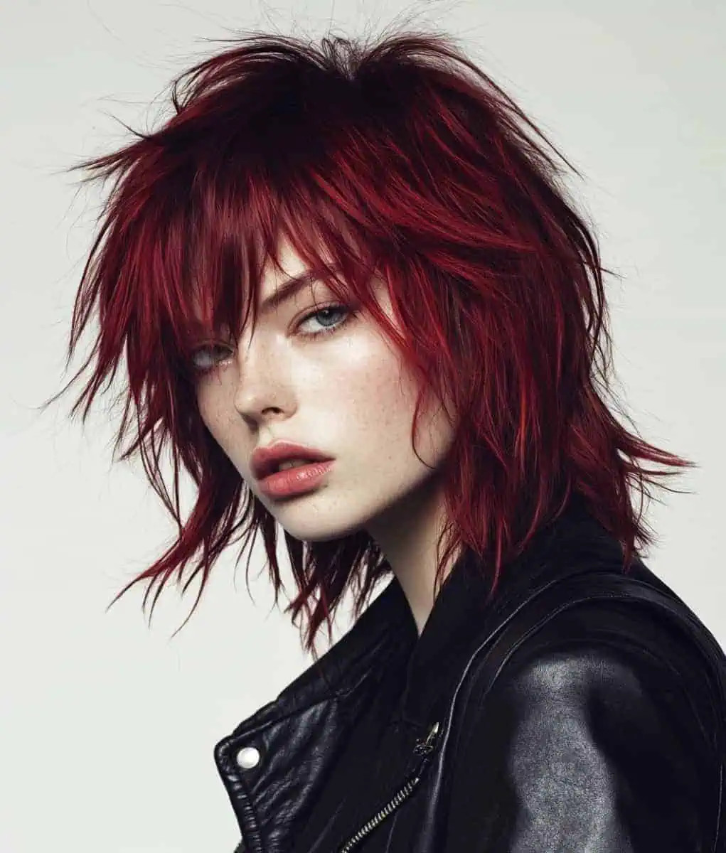 Vibrant Red Visual Idea Vibrant Red Visual Idea — Curly Wolf Cut 2027