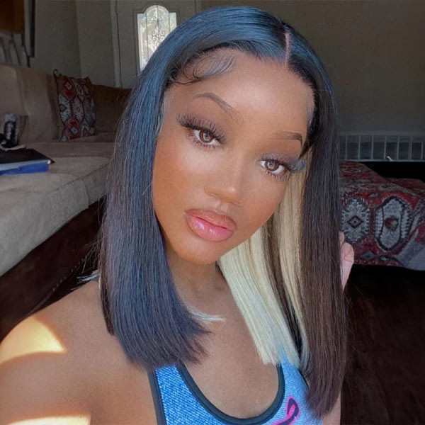 Black Bob With Blonde Peekaboo — The Styling Is Sleek And Polished Black Bob With Blonde Peekaboo — The Styling Is Sleek And Polished — Peekaboo Bob 2027