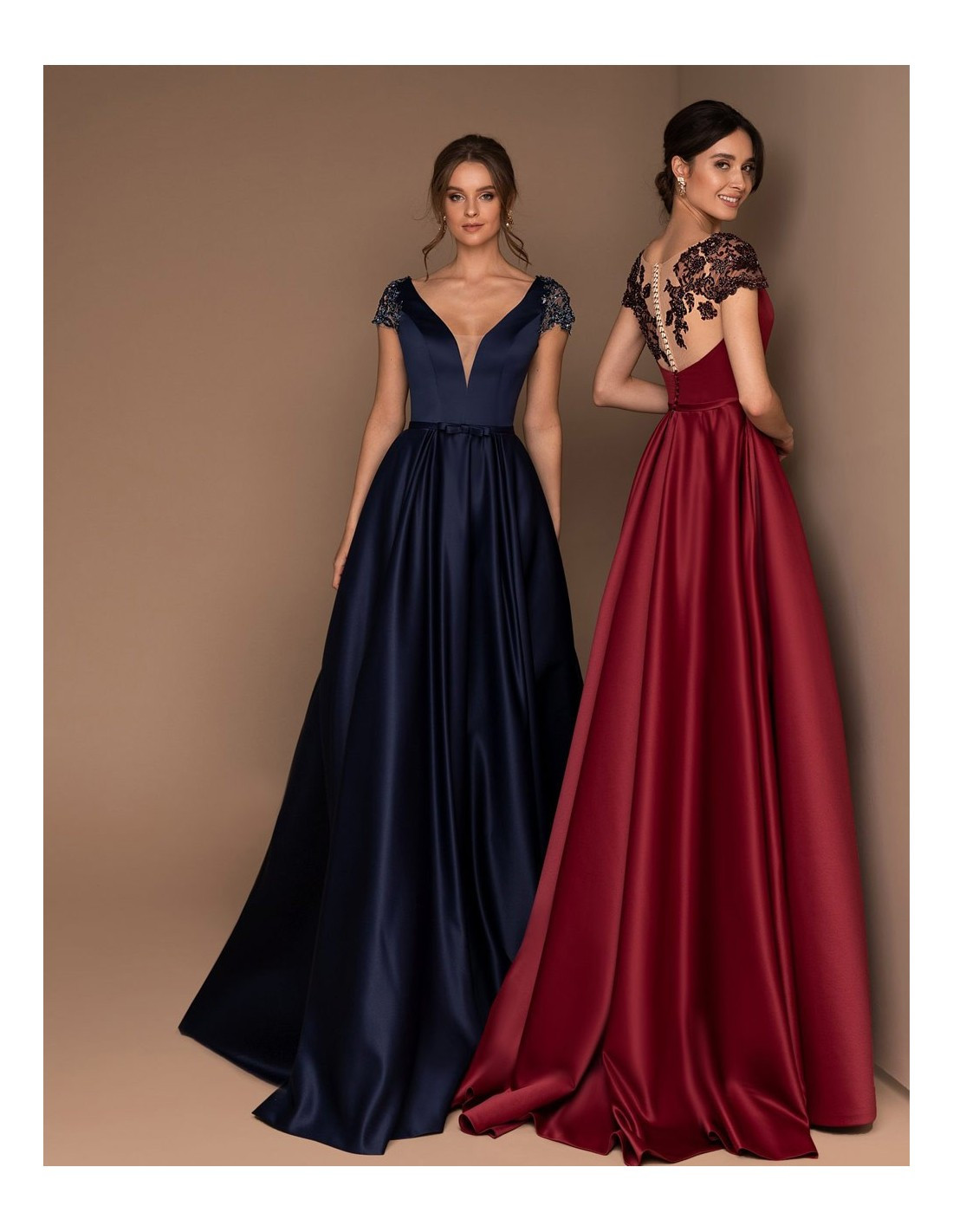 Navy Blue and Burgundy Satin Ballgown Dresses Navy Blue and Burgundy Satin Ballgown Dresses — Satin Prom Dresses 2027