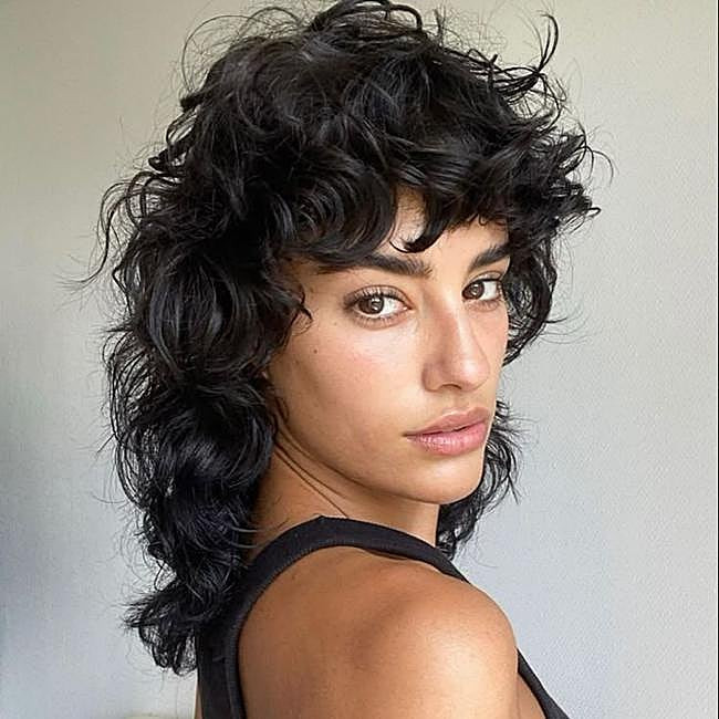Light Brown Curly Wolf Cut With Bangs Light Brown Curly Wolf Cut With Bangs — Curly Wolf Cut 2027