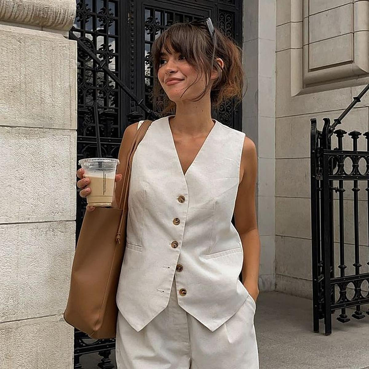 Textured Dark Grey Vest Elevates a Simple Shirt Textured Dark Grey Vest Elevates a Simple Shirt — Vests 2027