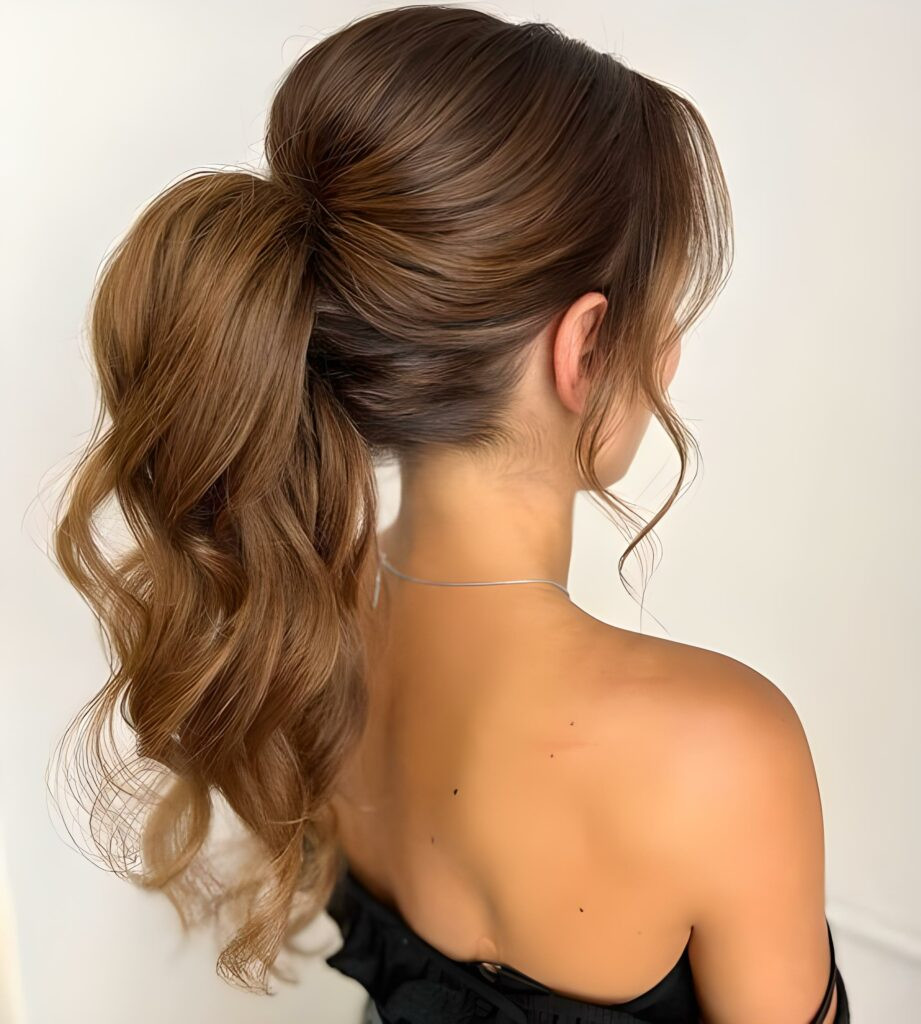 High Textured Ponytail With Wispy Bangs High Textured Ponytail With Wispy Bangs — Easy Ponytail Hairstyles 2027