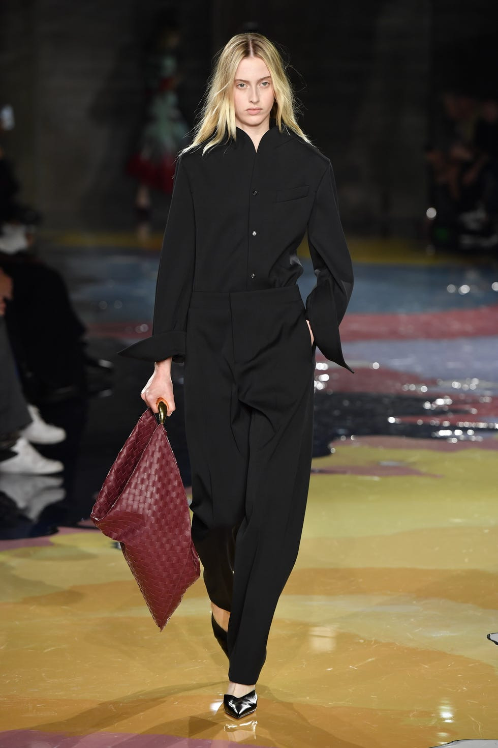 Relaxed Black Wide-Leg Trousers with Collared Shirt Relaxed Black Wide-Leg Trousers with Collared Shirt — Conference Outfits 2027