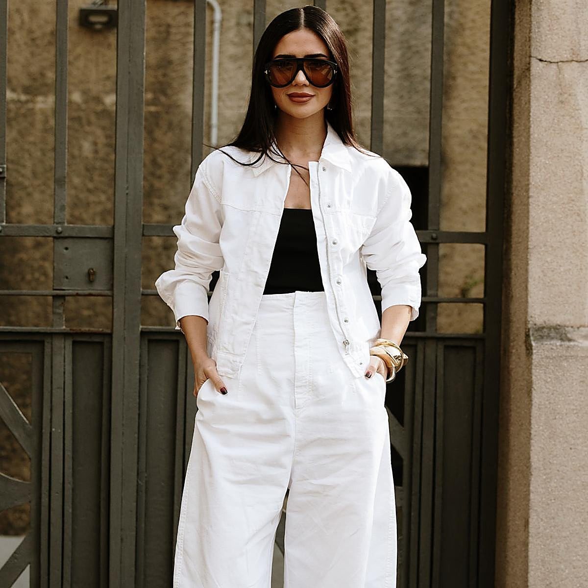Denim on Denim: White Wide-Leg Jeans with White Denim Jacket Denim on Denim: White Wide-Leg Jeans with White Denim Jacket — White Jeans Outfits 2027