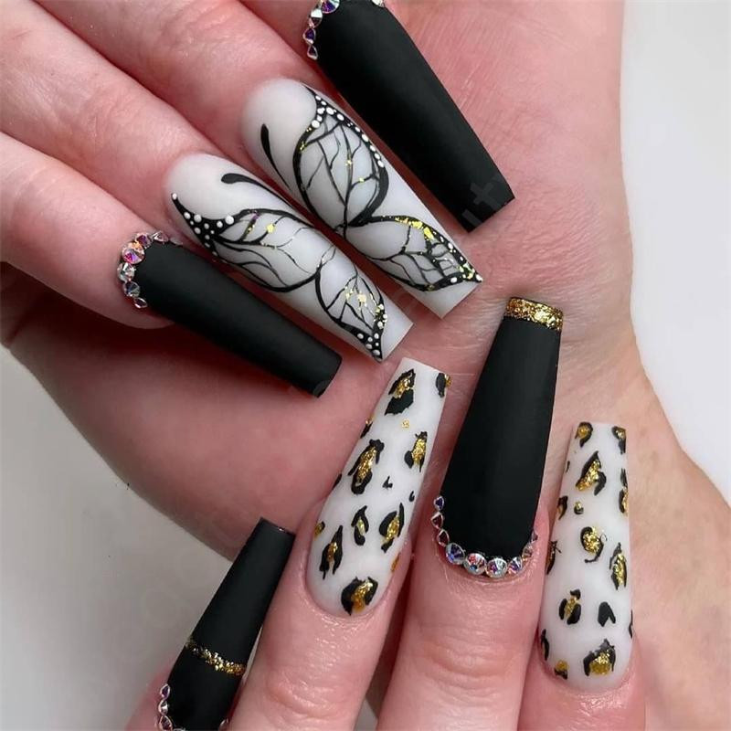 Gothic Butterfly and Leopard Nails Gothic Butterfly and Leopard Nails — Gothic Coffin Nails 2027