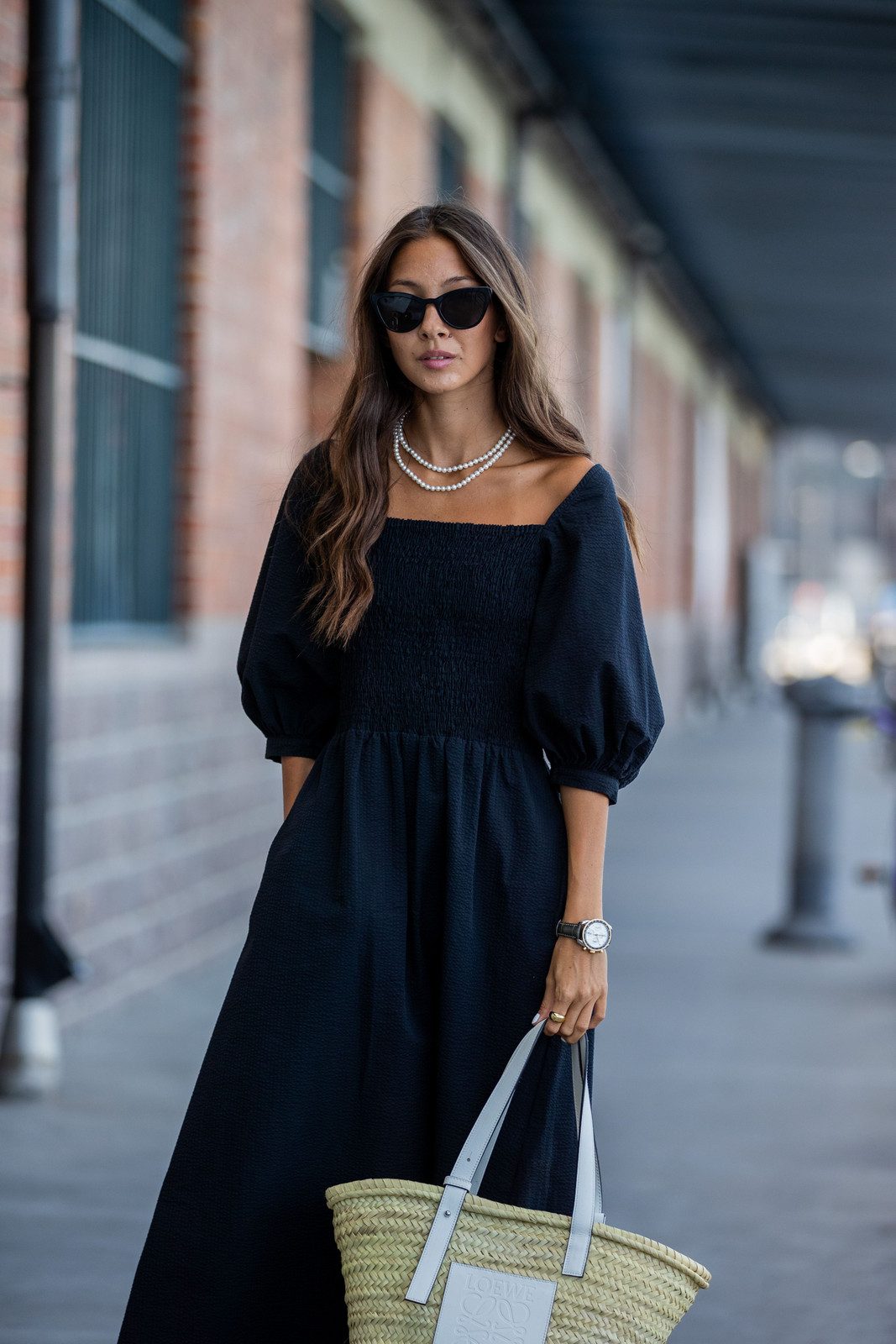 Chic Black Midi Dress with Voluminous Puff Sleeves for Brunch Chic Black Midi Dress with Voluminous Puff Sleeves for Brunch — Cute Brunch Dress 2027