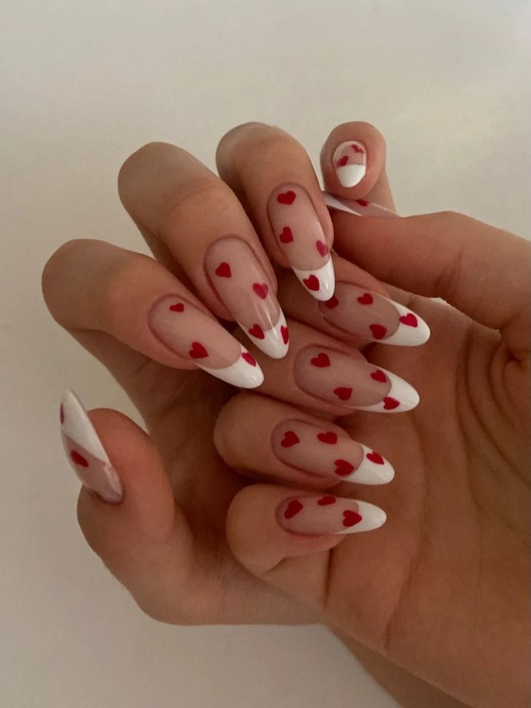 Long Stiletto All-Over Hearts Long Stiletto All-Over Hearts — Valentines French Tip Nails 2027