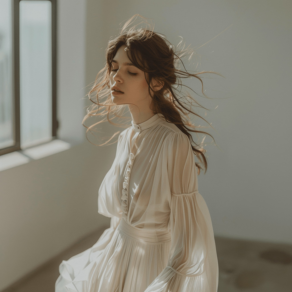 Flowing Ivory Dress for Romantic Poise Flowing Ivory Dress for Romantic Poise — Poetcore Outfits 2027