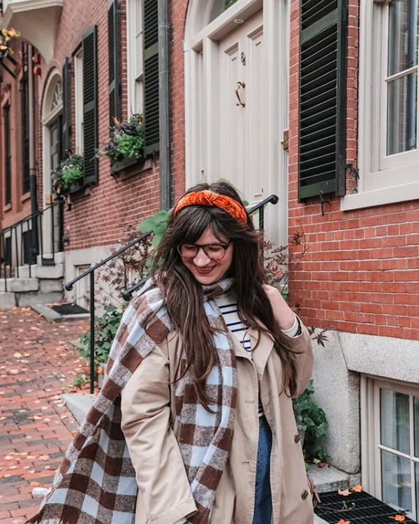 Textured Fall Look with Trench Coat and Plaid Scarf — Boston Outfits 2027