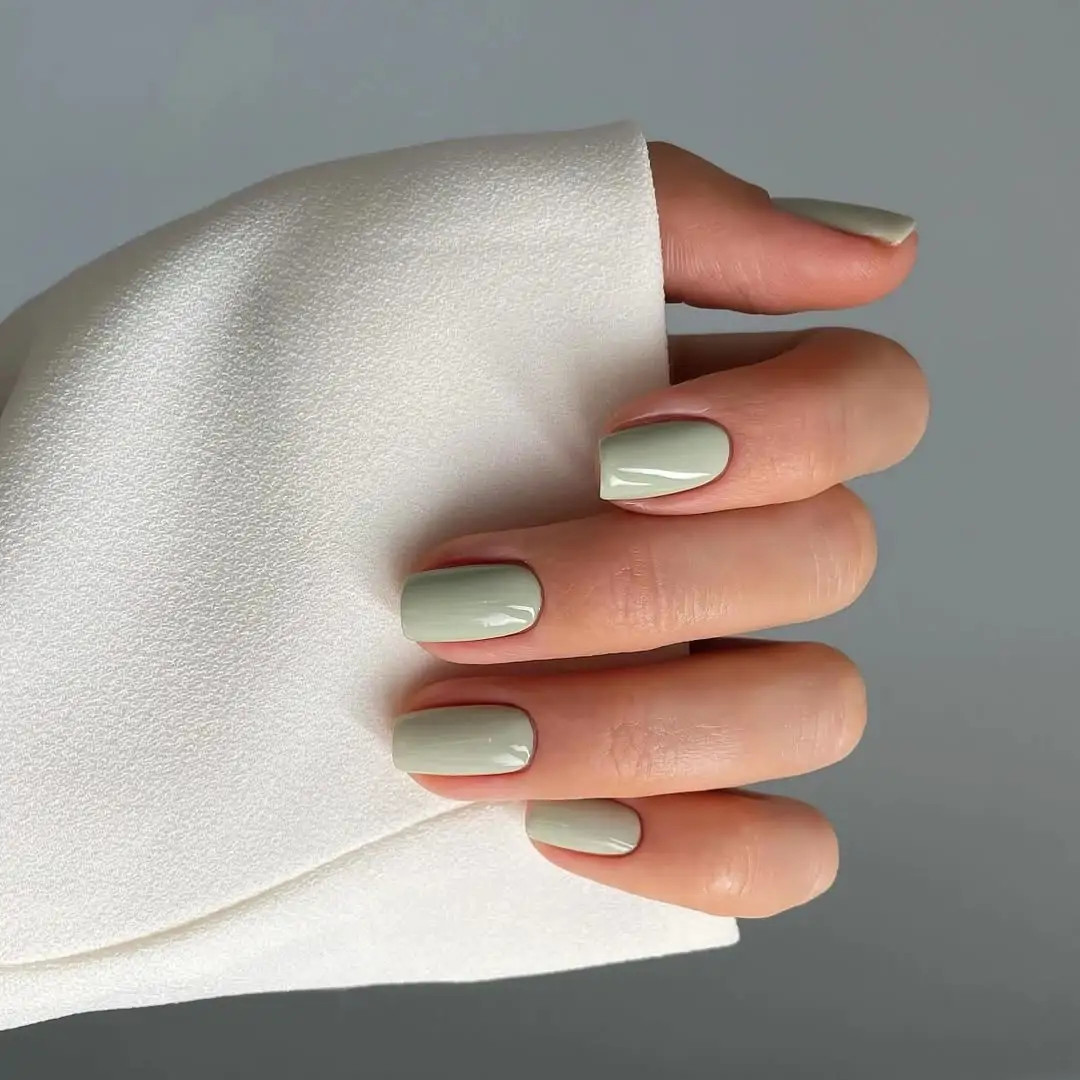 Muted Sage Green Satin Gloss Nails Muted Sage Green Satin Gloss Nails — Nails 2027 for Fair Skin