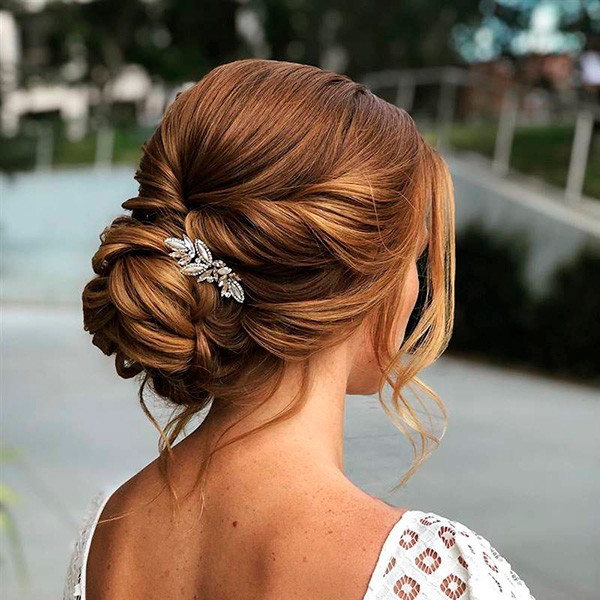 Twisted Auburn Updo With Sparkle Twisted Auburn Updo With Sparkle — Church Hairstyles 2027