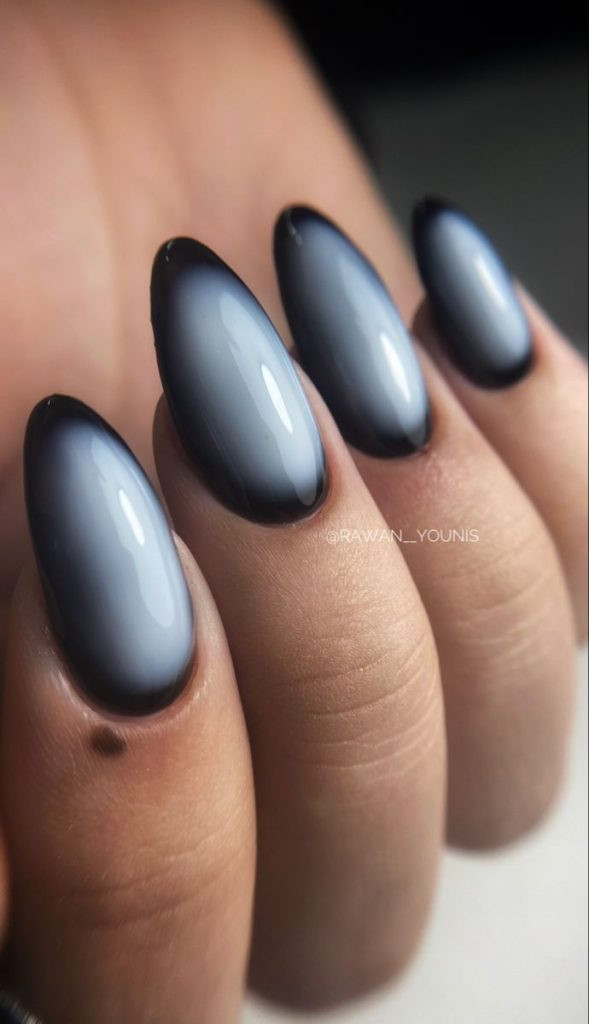 Medium Stiletto Black to Grey Ombre Medium Stiletto Black to Grey Ombre — Abstract Nails 2027