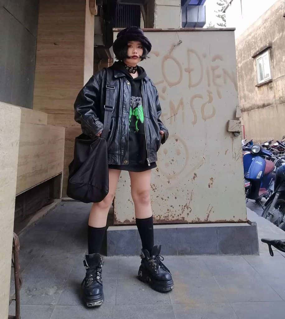 Leather Jacket, Hoodie, and Mini Skirt: The Ultimate Grunge Uniform Leather Jacket, Hoodie, and Mini Skirt: The Ultimate Grunge Uniform — Grunge Outfits 2027